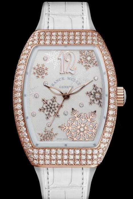 Best FRANCK MULLER Vanguard Snowflake V 32 SC AT FO SNOWFLAKE D IND CD (BC) rose gold with diamonds Replica Watch